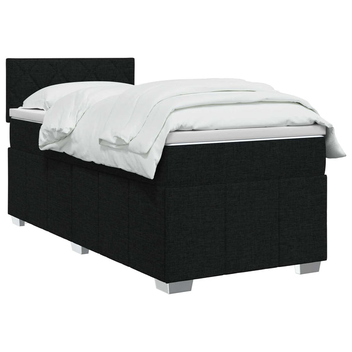 Pat boxspring cu saltea cu benzi LED Negru 80 x 200 cm Țesătură WALTI