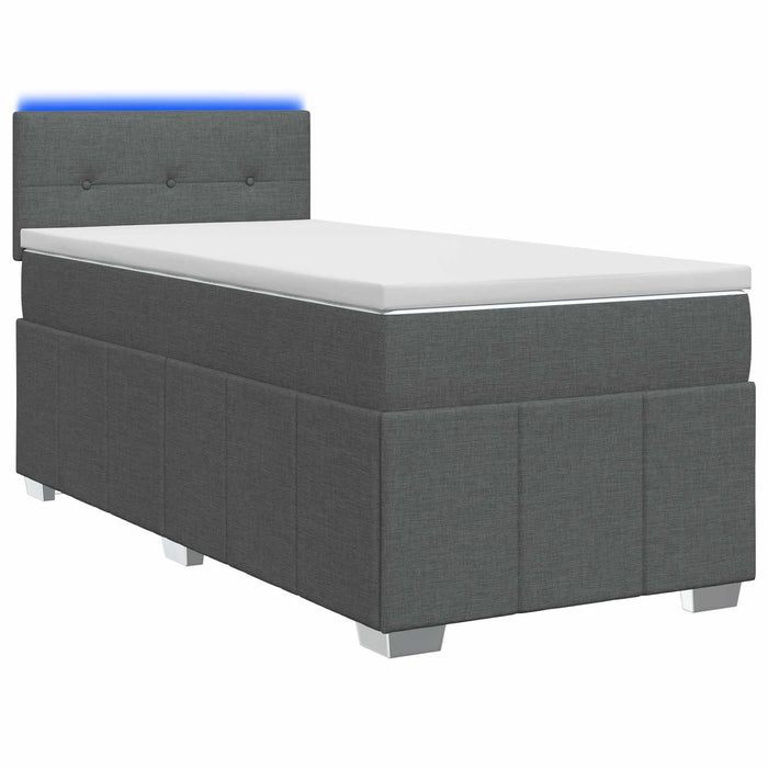 Pat boxspring cu saltea Gri închis 90 x 190 cm Țesătură WALTI