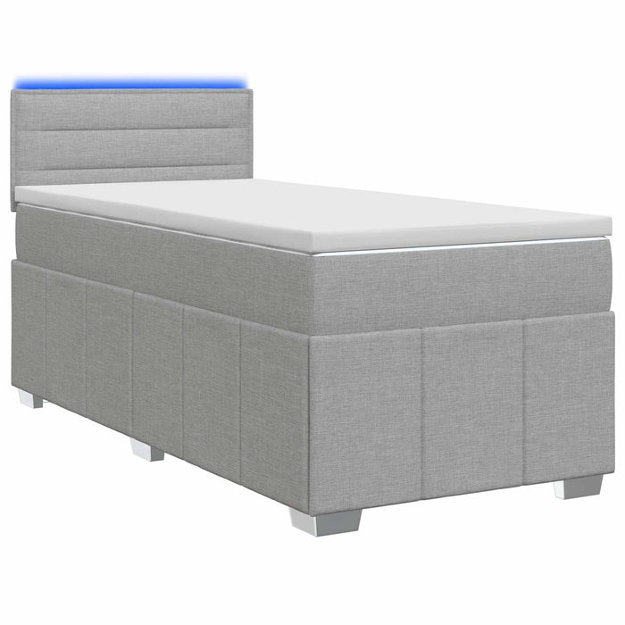 Pat boxspring cu saltea Gri deschis 90 x 200 cm Țesătură WALTI