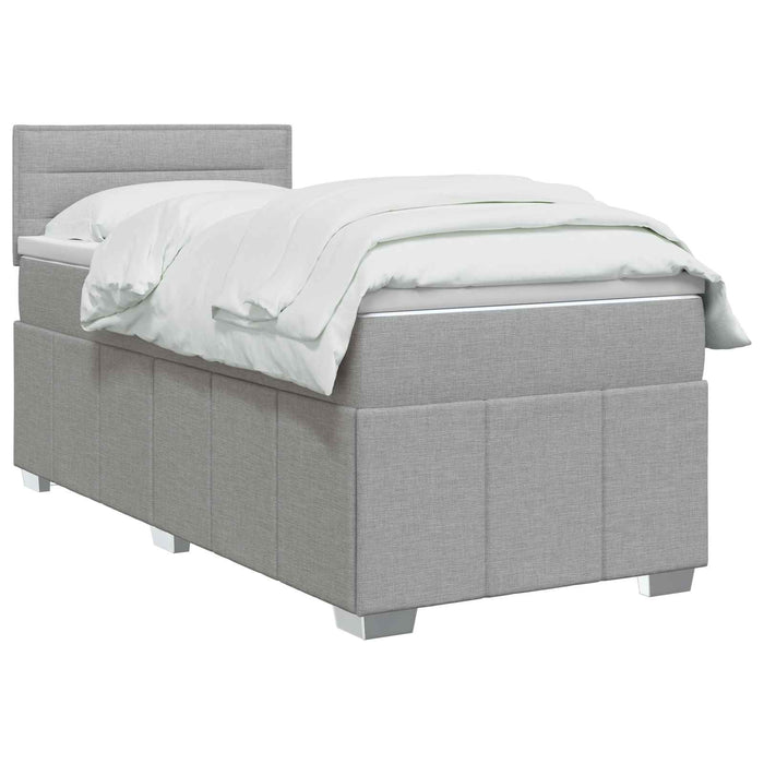 Pat boxspring cu saltea Gri deschis 90 x 200 cm Țesătură WALTI