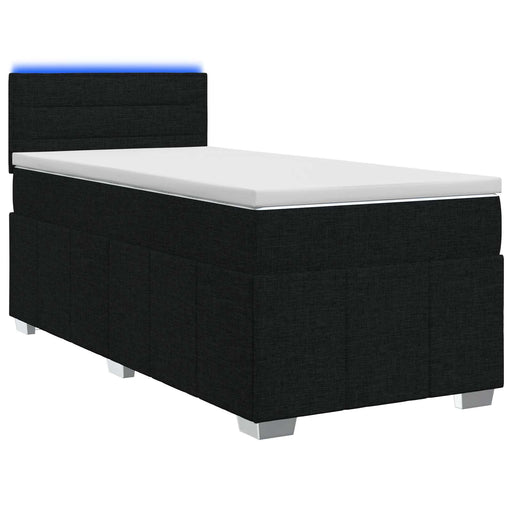 Pat boxspring cu saltea cu benzi LED Negru 90 x 200 cm Țesătură - WALTI WALTI