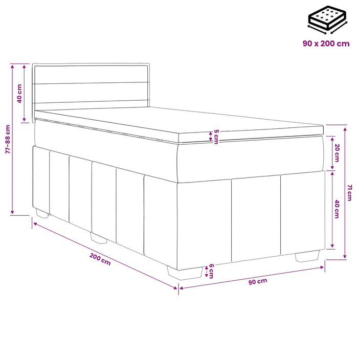 Pat boxspring cu saltea albastru 90 x 200 cm Țesătură WALTI