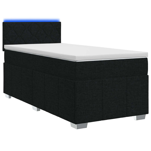 Pat boxspring cu saltea cu benzi LED Negru 90 x 200 cm Țesătură - WALTI WALTI