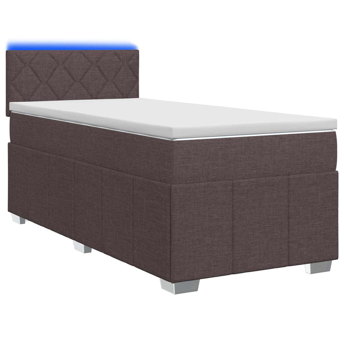 Pat boxspring cu saltea Maro închis 90 x 200 cm Țesătură WALTI