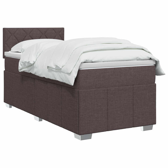 Pat boxspring cu saltea Maro închis 90 x 200 cm Țesătură WALTI