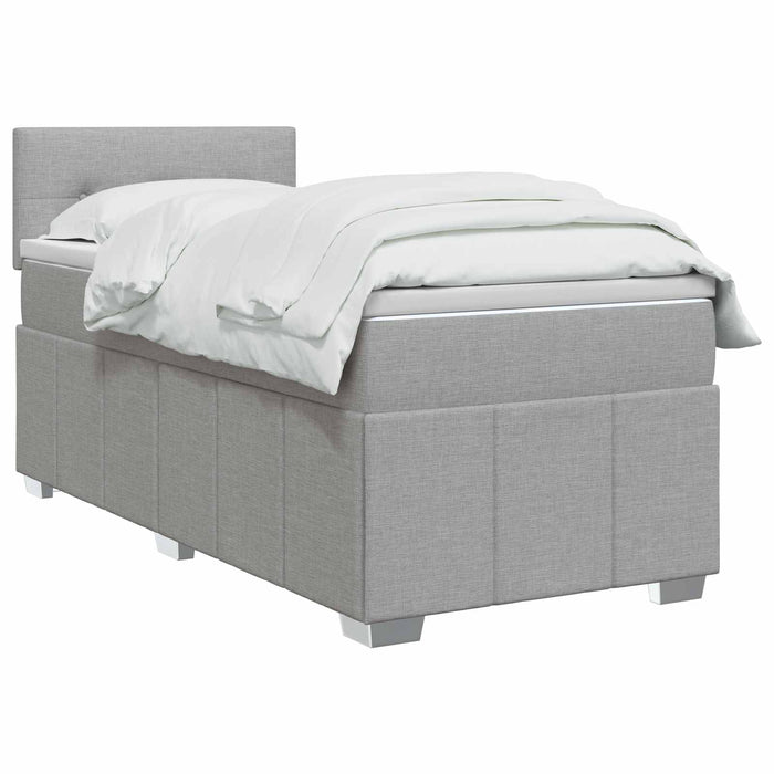 Pat boxspring cu saltea Gri deschis 100 x 200 cm Țesătură WALTI