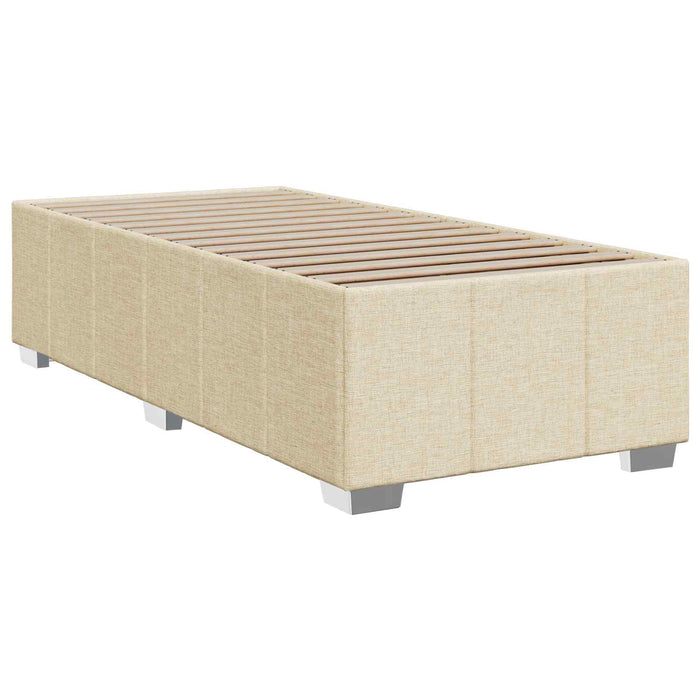 Pat boxspring cu saltea cu benzi LED Crem 100 x 200 cm Țesătură WALTI