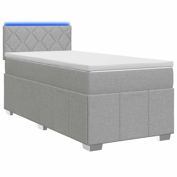 Pat boxspring cu saltea Gri deschis 100 x 200 cm Țesătură WALTI