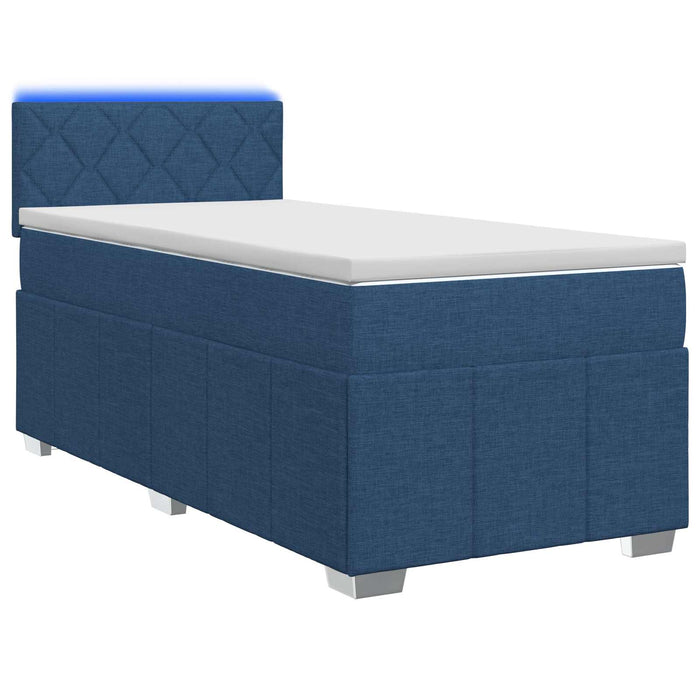 Pat boxspring cu saltea albastru 100 x 200 cm Țesătură WALTI