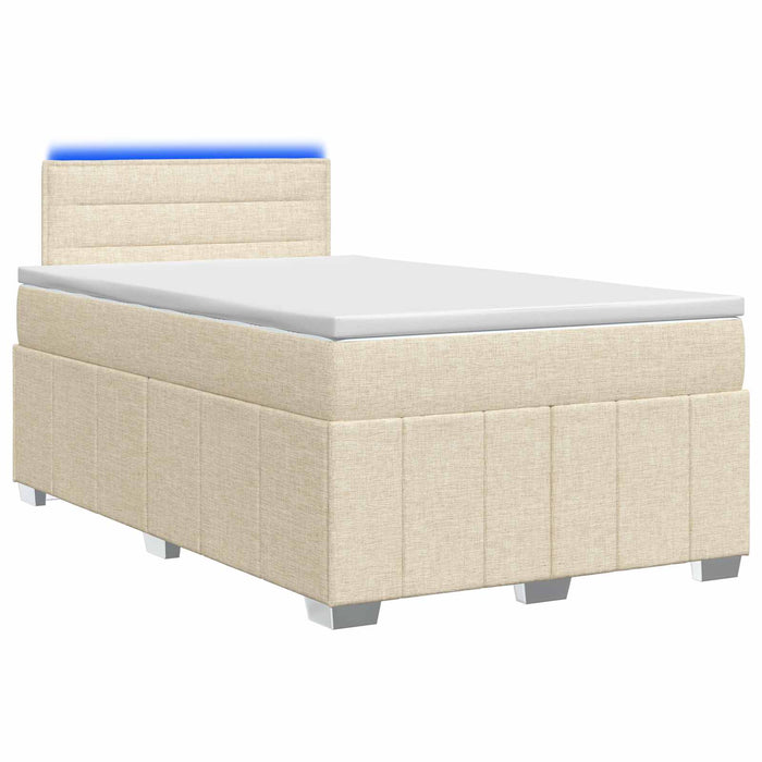 Pat boxspring cu saltea cu benzi LED Crem 120 x 190 cm Țesătură - WALTI WALTI