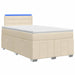 Pat boxspring cu saltea cu benzi LED Crem 120 x 190 cm Țesătură - WALTI WALTI