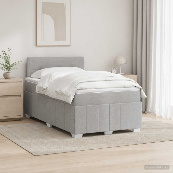 Pat boxspring cu saltea Gri deschis 120 x 190 cm Țesătură WALTI