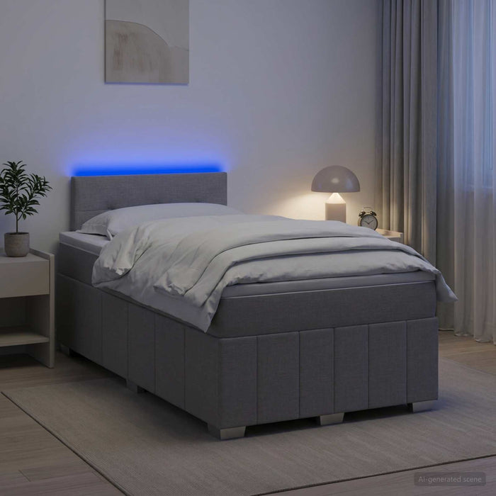 Pat boxspring cu saltea Gri deschis 120 x 190 cm Țesătură WALTI