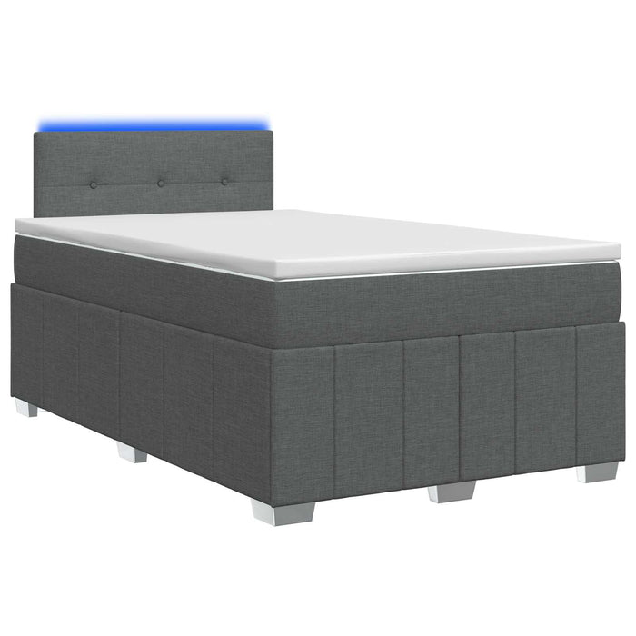 Pat boxspring cu saltea Gri închis 120 x 190 cm Țesătură WALTI