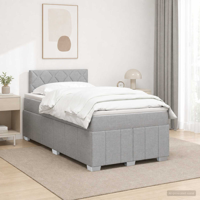 Pat boxspring cu saltea Gri deschis 120 x 200 cm Țesătură WALTI