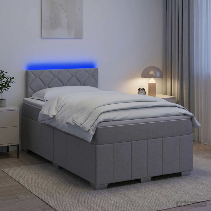 Pat boxspring cu saltea Gri deschis 120 x 200 cm Țesătură WALTI