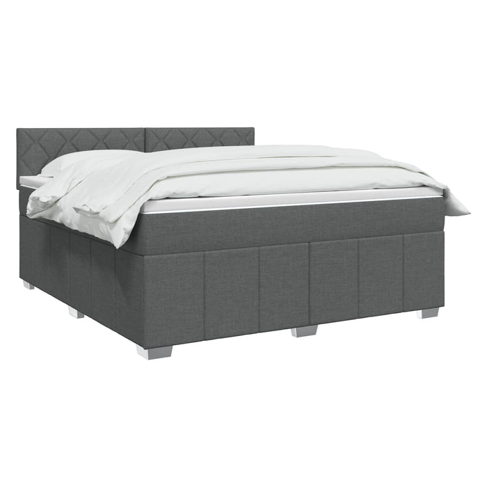 Pat boxspring cu saltea Gri închis 140 x 190 cm Țesătură WALTI