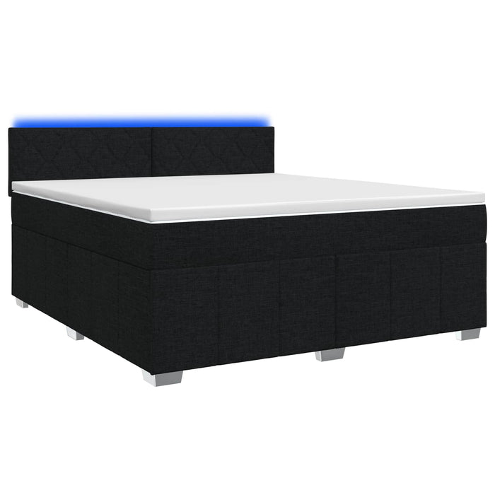 Pat boxspring cu saltea Negru 140 x 190 cm Țesătură WALTI