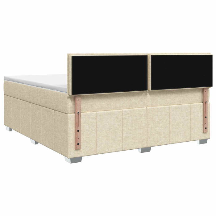 Pat boxspring cu saltea cu benzi LED Crem 140 x 190 cm Țesătură WALTI