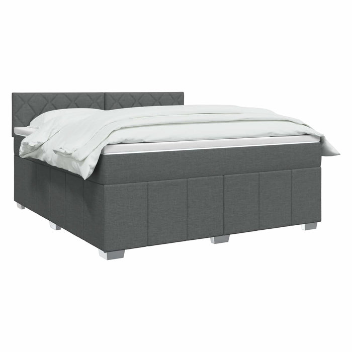 Pat boxspring cu saltea Gri închis 140 x 200 cm Țesătură WALTI