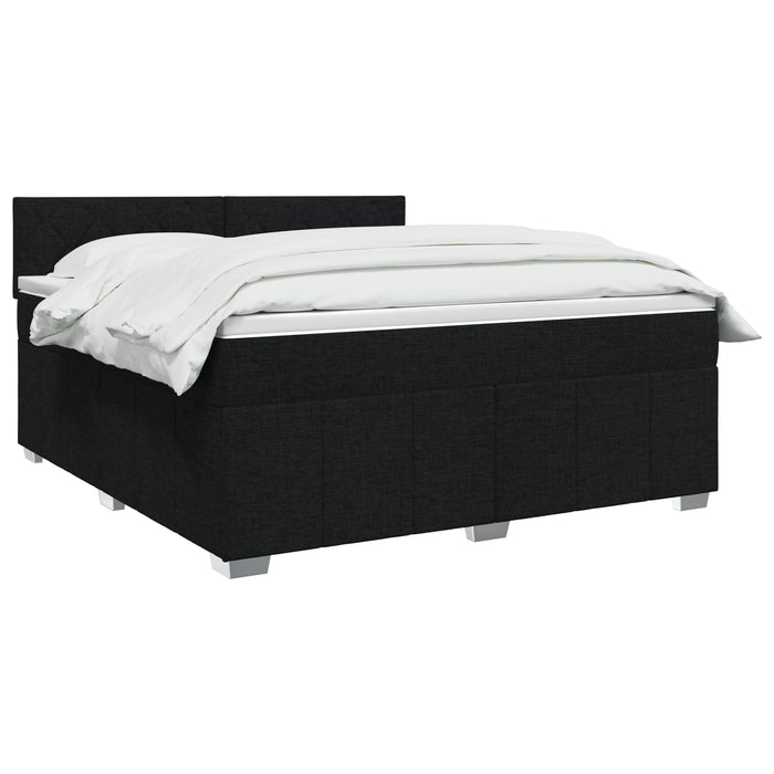 Pat boxspring cu saltea Negru 140 x 200 cm Țesătură WALTI