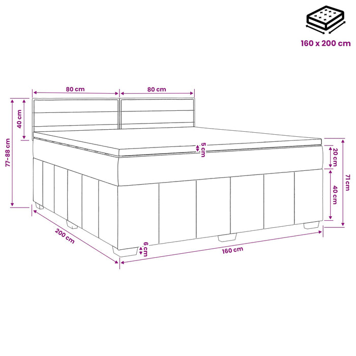 Pat boxspring cu saltea Negru 160 x 200 cm Țesătură - WALTI WALTI