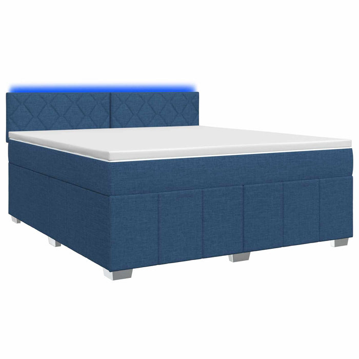 Pat boxspring cu saltea albastru 160 x 200 cm Țesătură WALTI