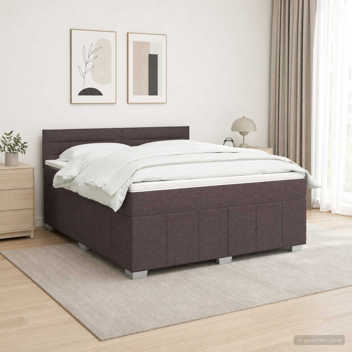Pat boxspring cu saltea Maro închis 140 x 200 cm Țesătură WALTI