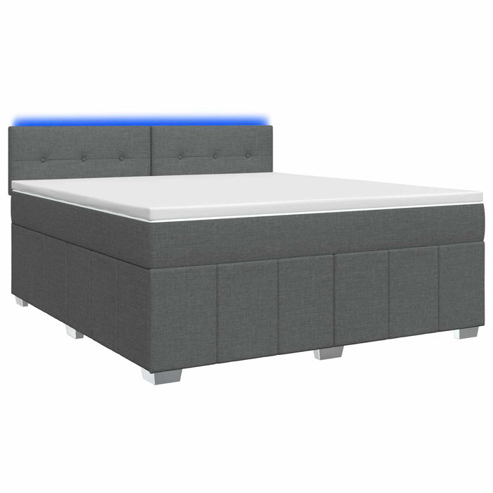 Pat boxspring cu saltea Gri închis 180 x 200 cm Țesătură WALTI