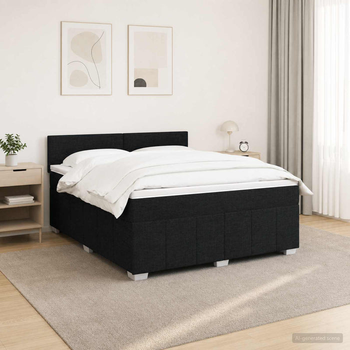 Pat boxspring cu saltea Negru 140 x 190 cm Țesătură - WALTI WALTI