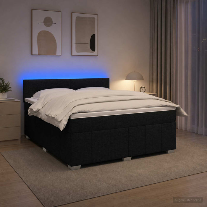 Pat boxspring cu saltea Negru 140 x 190 cm Țesătură - WALTI WALTI