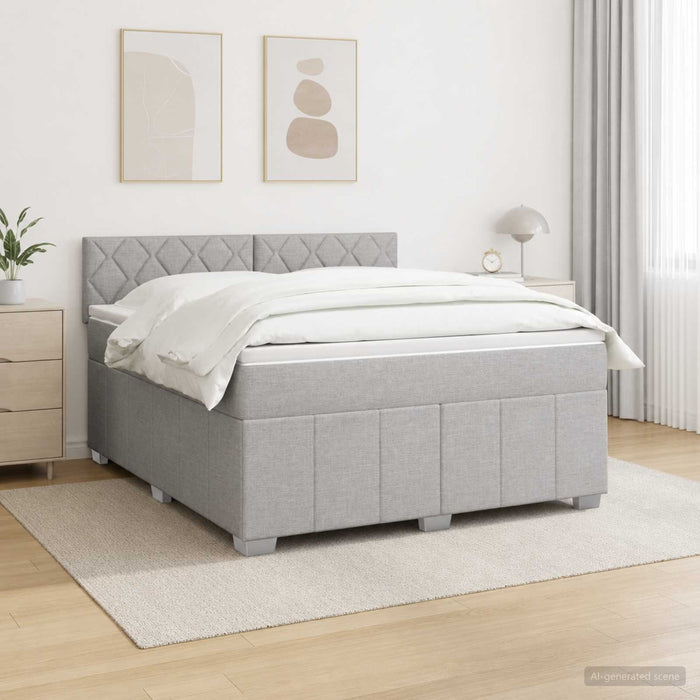 Pat boxspring cu saltea Gri deschis 180 x 200 cm Țesătură - WALTI WALTI