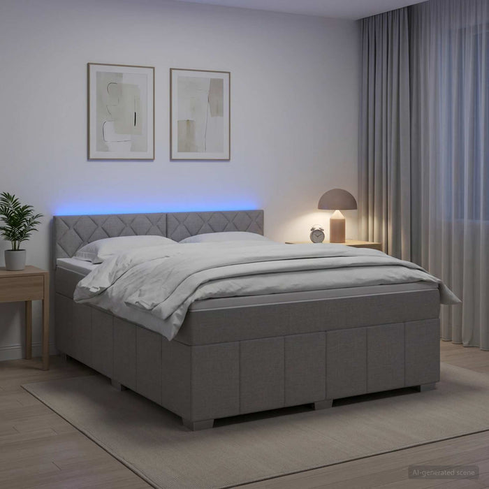 Pat boxspring cu saltea Gri deschis 140 x 190 cm Țesătură - WALTI WALTI