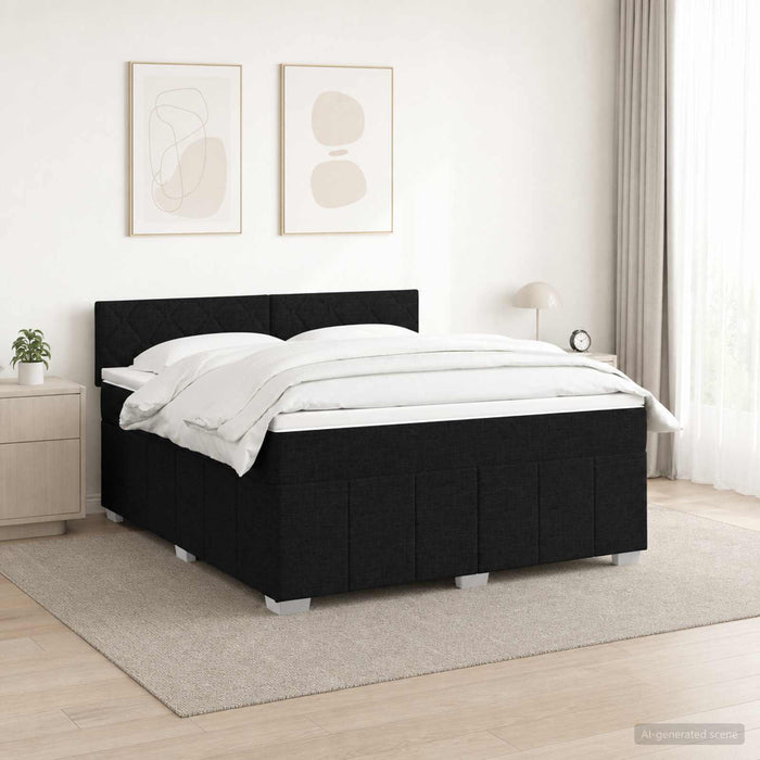 Pat boxspring cu saltea Negru 140 x 200 cm Țesătură WALTI
