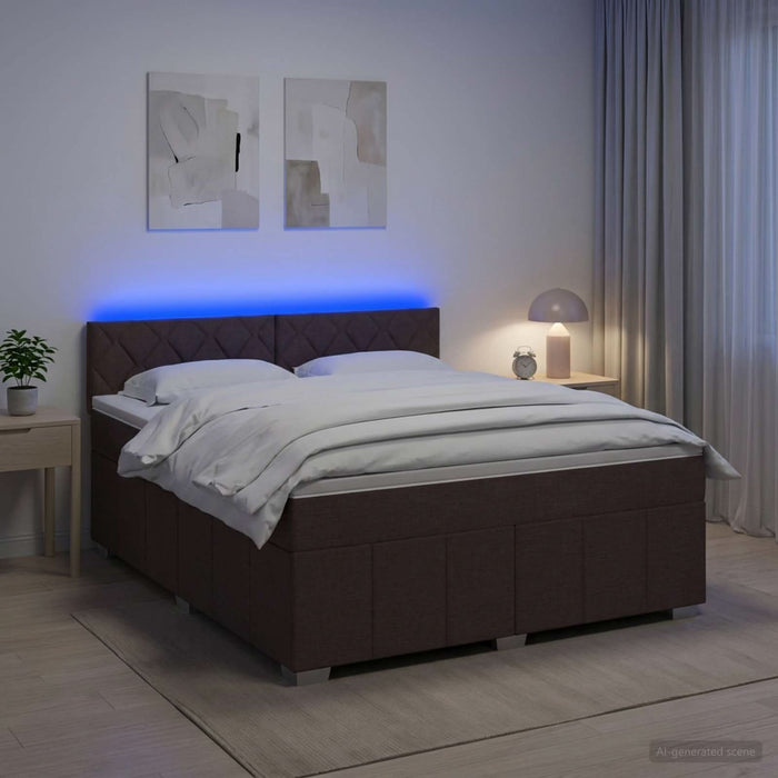 Pat boxspring cu saltea Maro închis 140 x 200 cm Țesătură WALTI