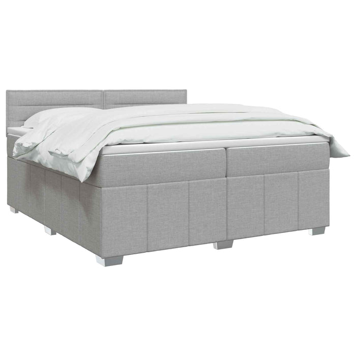 Pat boxspring cu saltea Gri deschis 200 x 200 cm Țesătură - WALTI WALTI