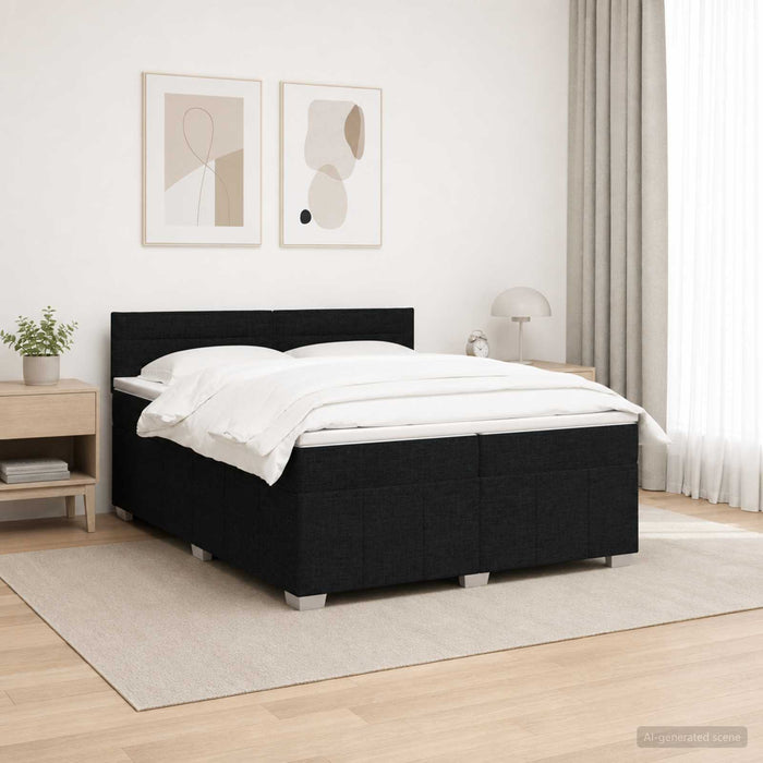 Pat boxspring cu saltea Negru 200 x 200 cm Țesătură WALTI
