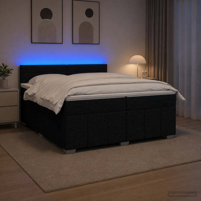 Pat boxspring cu saltea Negru 200 x 200 cm Țesătură WALTI