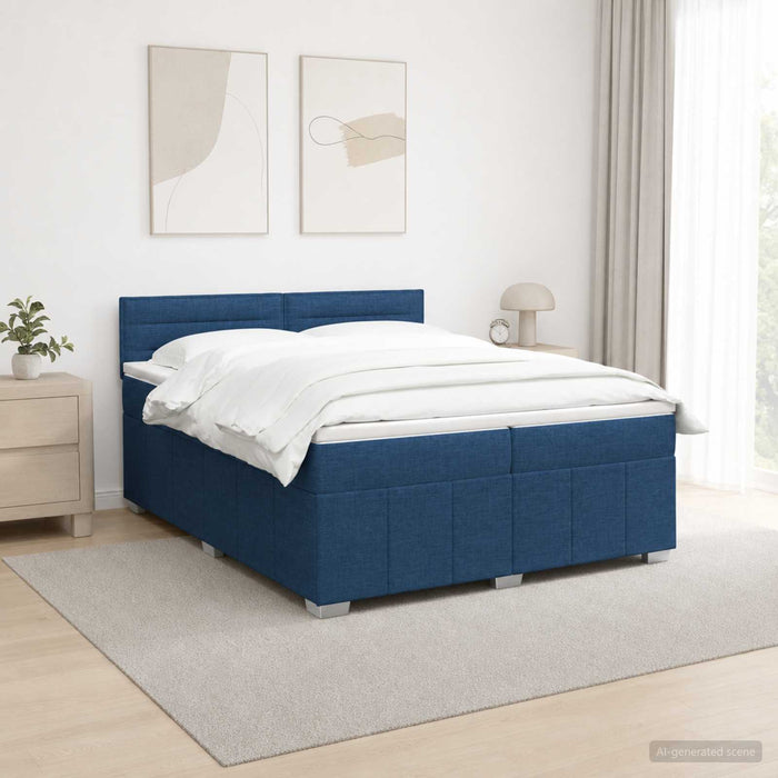Pat boxspring cu saltea albastru 200 x 200 cm Țesătură - WALTI WALTI
