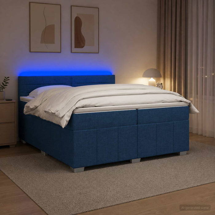 Pat boxspring cu saltea albastru 200 x 200 cm Țesătură - WALTI WALTI