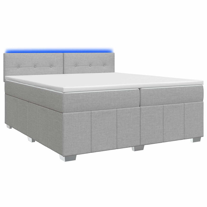 Pat boxspring cu saltea Gri deschis 200 x 200 cm Țesătură - WALTI WALTI