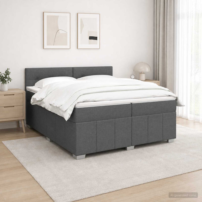 Pat boxspring cu saltea Gri închis 200 x 200 cm Țesătură - WALTI WALTI