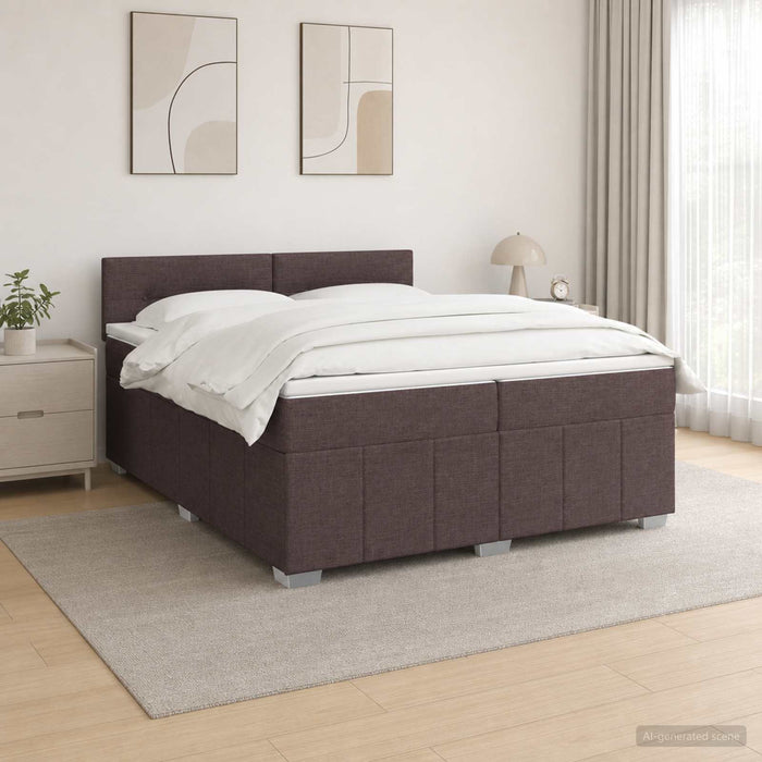 Pat boxspring cu saltea Maro închis 200 x 200 cm Țesătură - WALTI WALTI