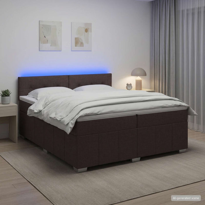 Pat boxspring cu saltea Maro închis 200 x 200 cm Țesătură - WALTI WALTI