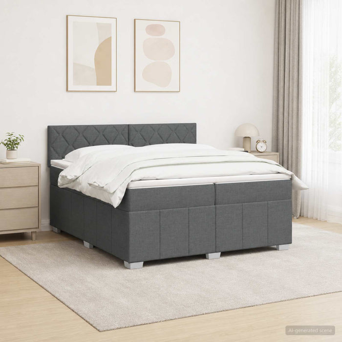 Pat boxspring cu saltea Gri închis 200 x 200 cm Țesătură - WALTI WALTI