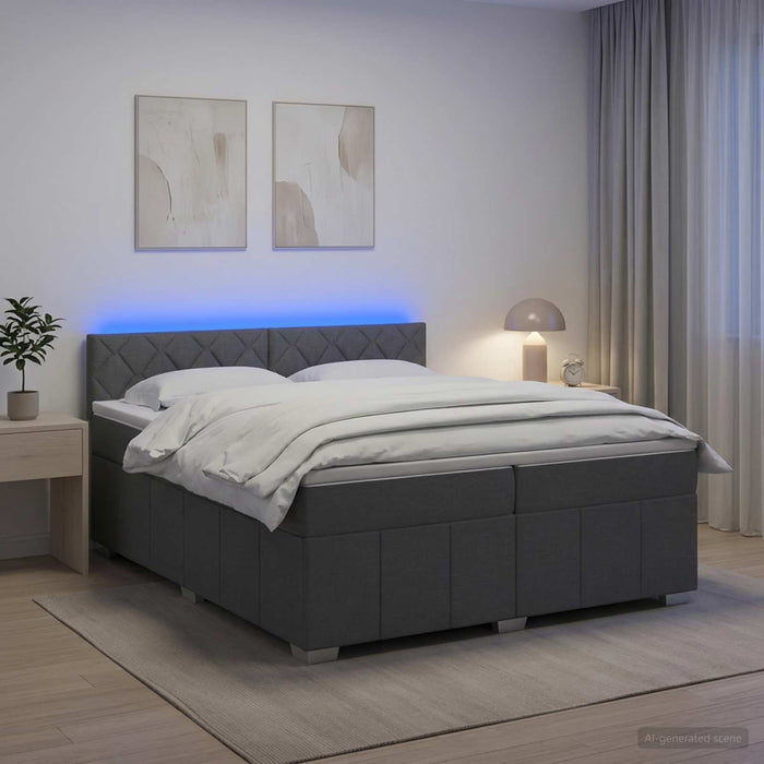 Pat boxspring cu saltea Gri închis 200 x 200 cm Țesătură - WALTI WALTI