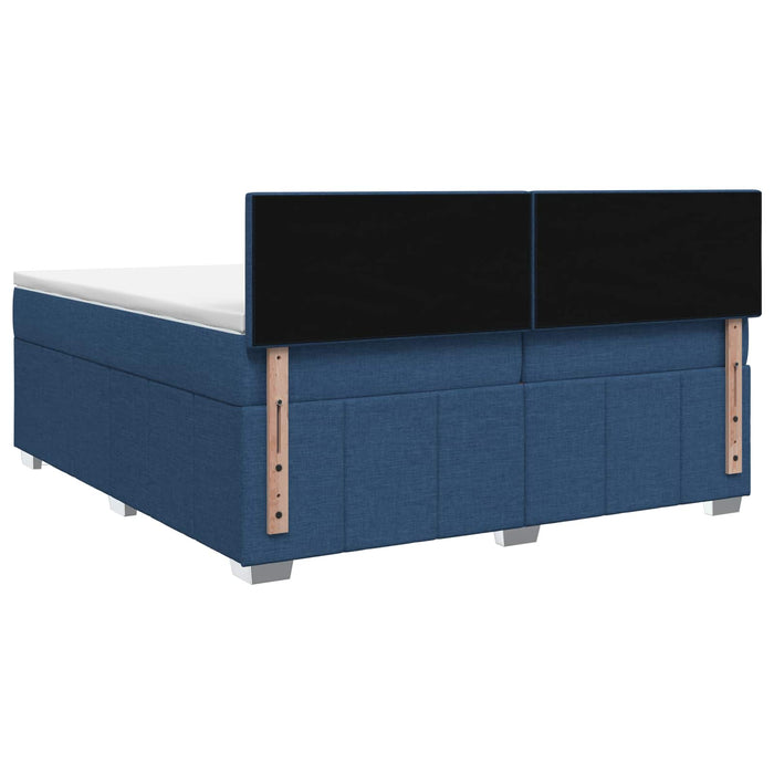 Pat boxspring cu saltea albastru 200 x 200 cm Țesătură WALTI