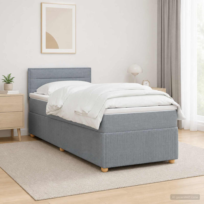 Pat boxspring cu saltea Gri deschis 90 x 190 cm Țesătură - WALTI WALTI