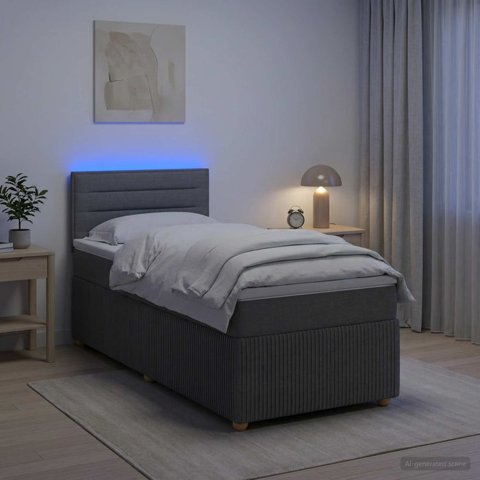 Pat boxspring cu saltea Gri închis 100 x 200 cm Țesătură WALTI