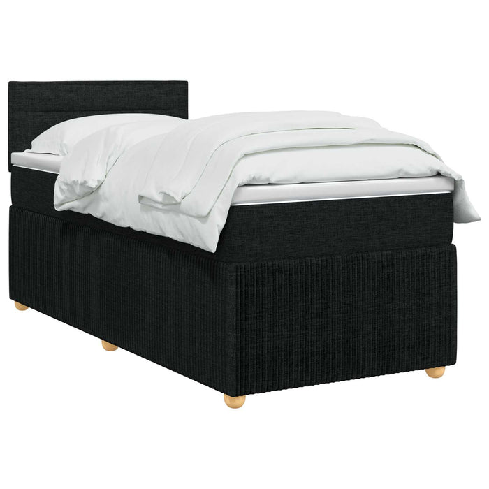 Pat boxspring cu saltea cu benzi LED Negru 80 x 200 cm Țesătură WALTI